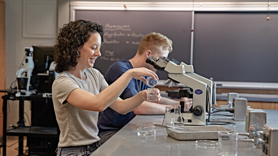 Students doing biology research